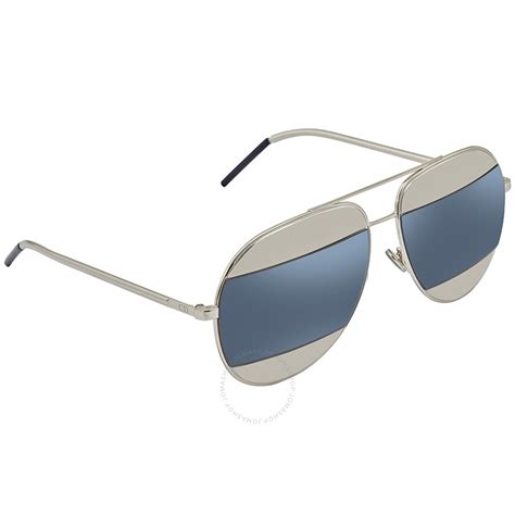 Dior Split Palladium Grey, Blue Mirror Pilot Unisex Sunglasses